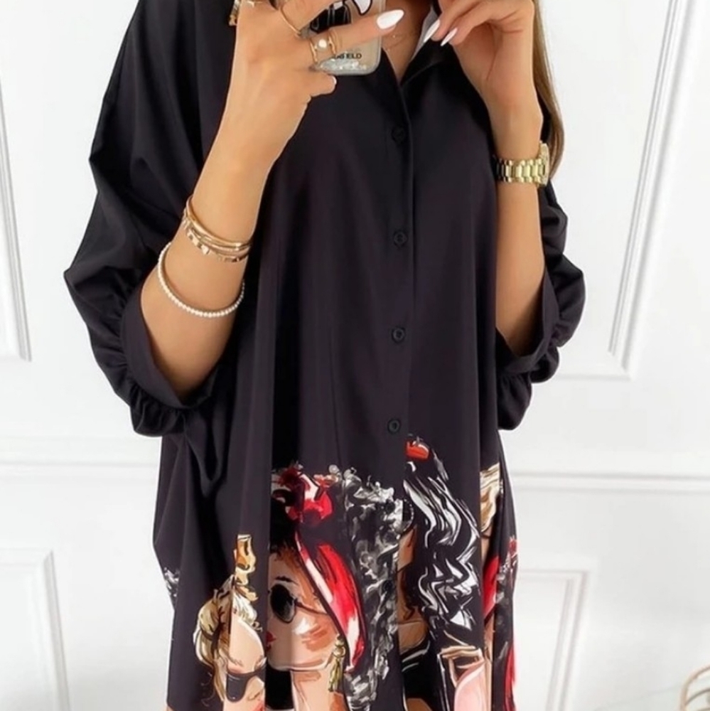 Fashion Button Down Tshirt Dress